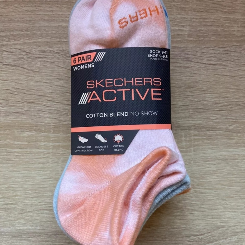 Sketchers Active Cotton Blend No Show Socks 6 Pairs